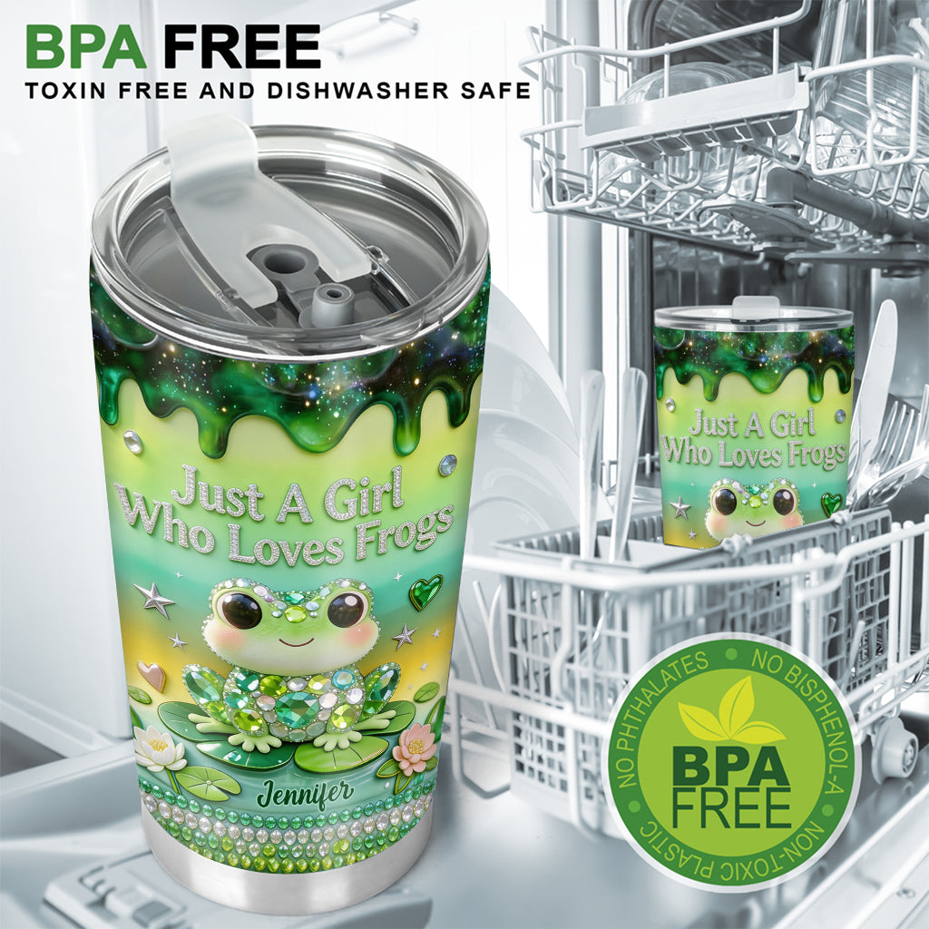 Ein Mädchen, das Frösche liebt - Personalisierter Frosch-Tumbler
