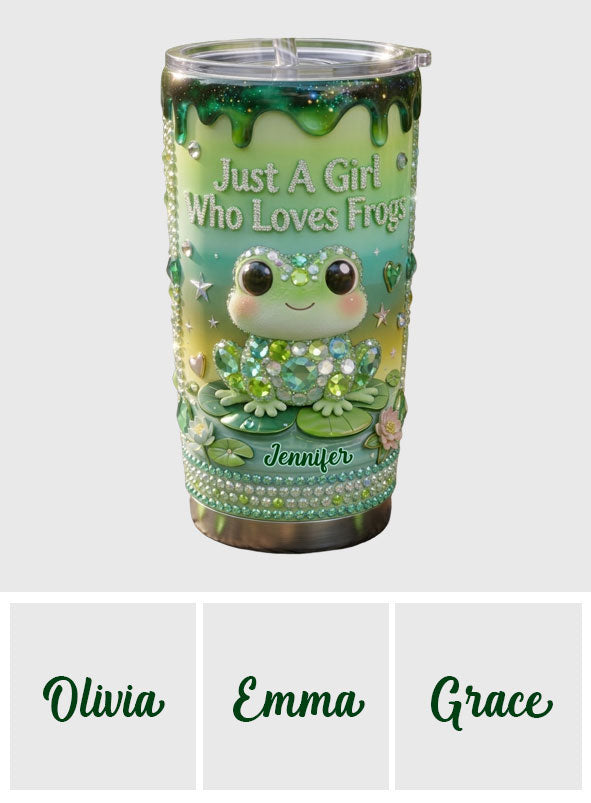 Ein Mädchen, das Frösche liebt - Personalisierter Frosch-Tumbler