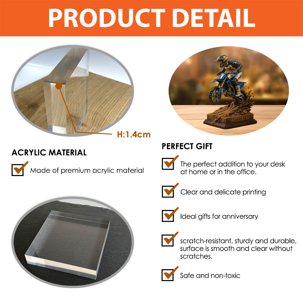 Liebe Dirtbikes – Personalisierte Acrylplakette in individueller Dirtbike-Form