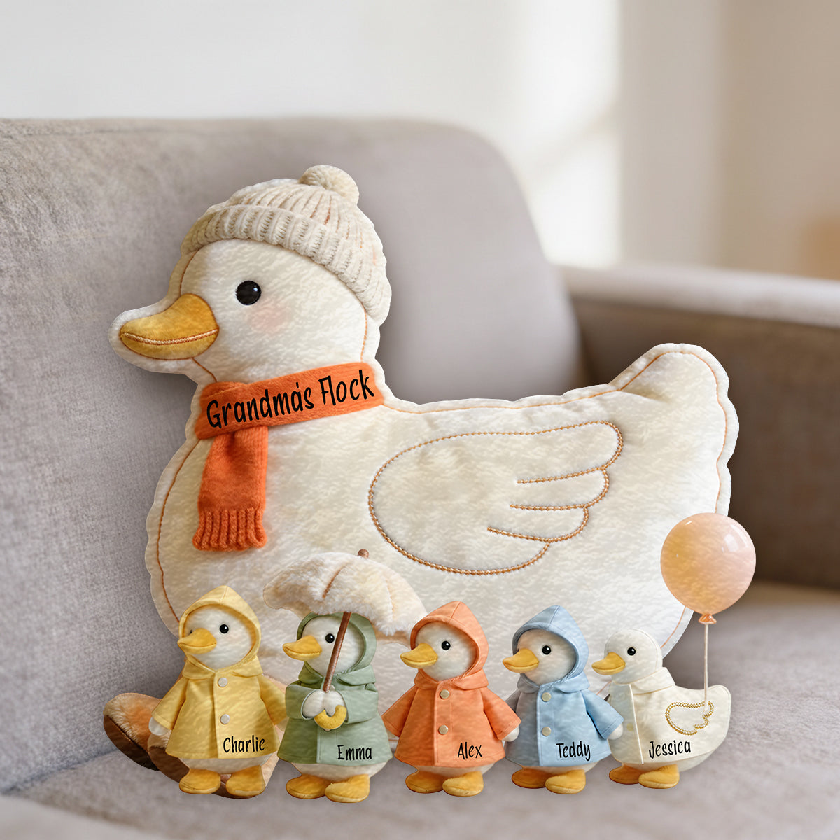 Grandma's Flock - Personalized Grandma Premium Faux Fur Pillow