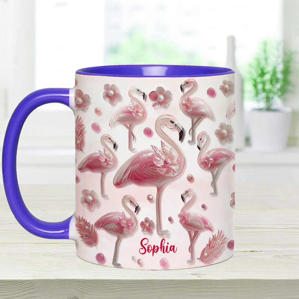 Crystal Pink Flamingo - Personalized Flamingo Accent Mug
