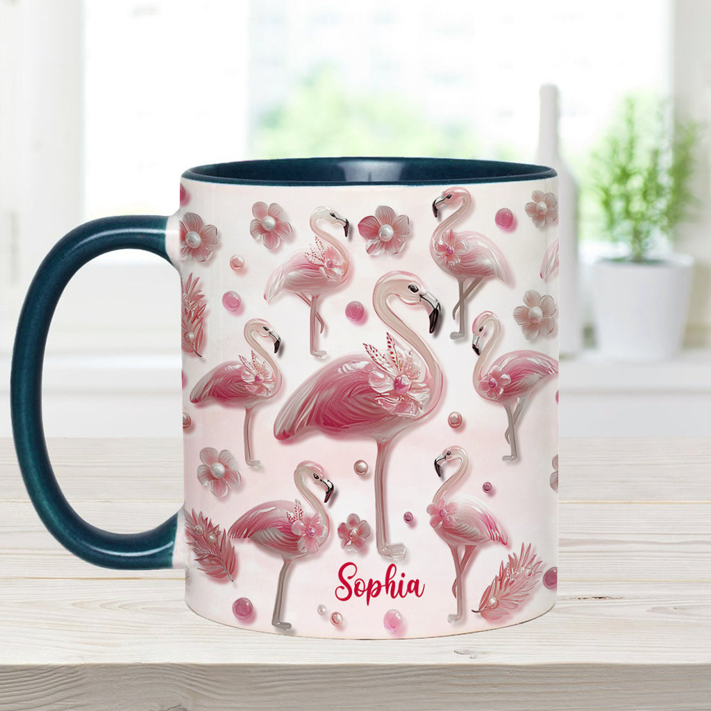 Crystal Pink Flamingo - Personalized Flamingo Accent Mug