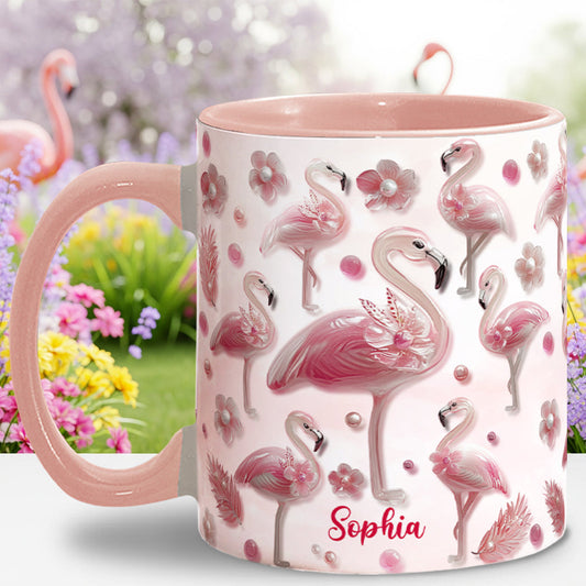 Kristallrosa Flamingo – Personalisierte Tasse mit Flamingo-Akzent