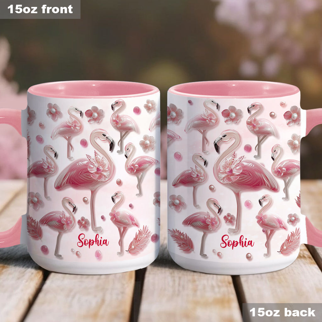 Crystal Pink Flamingo - Personalized Flamingo Accent Mug