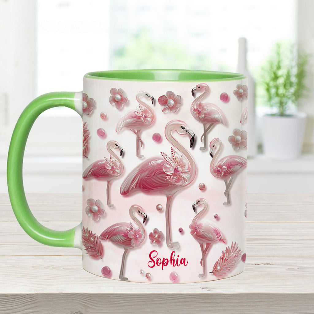 Crystal Pink Flamingo - Personalized Flamingo Accent Mug