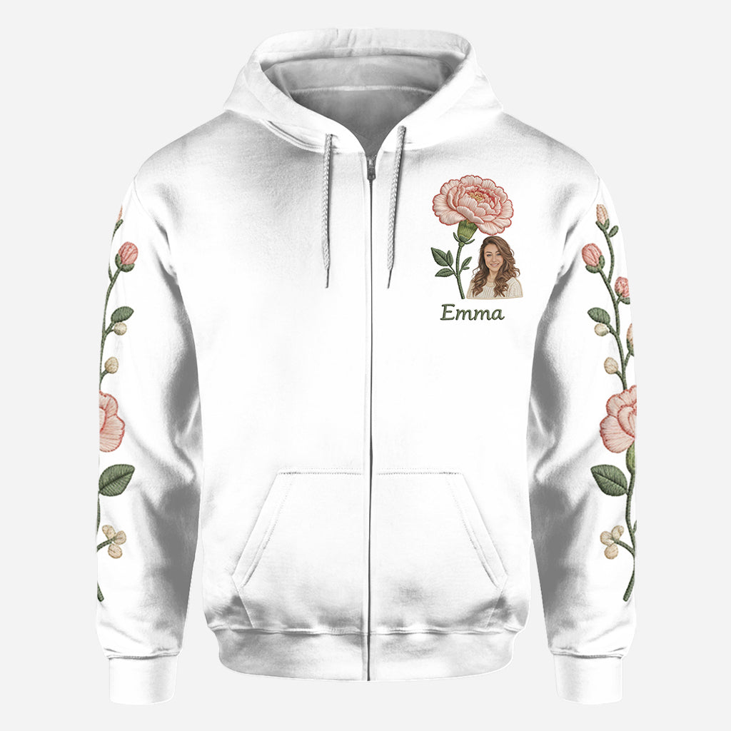 Personalisiertes T-Shirt mit Geburtsblume und Foto – Selbstliebe pur