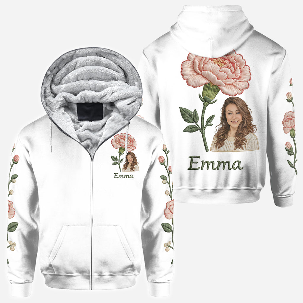 Personalisiertes T-Shirt mit Geburtsblume und Foto – Selbstliebe pur