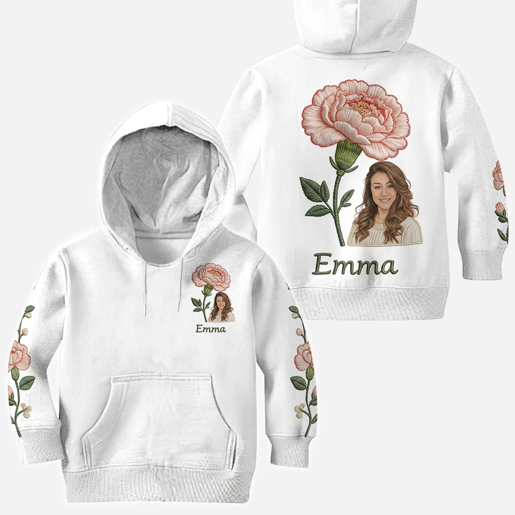 Personalisiertes T-Shirt mit Geburtsblume und Foto – Selbstliebe pur