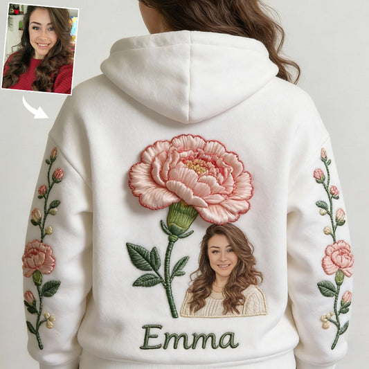 Personalisiertes T-Shirt mit Geburtsblume und Foto – Selbstliebe pur