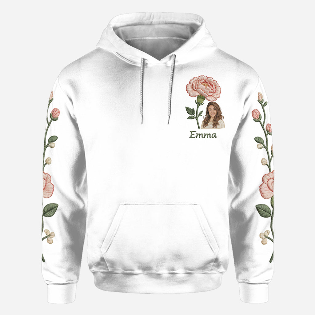 Personalisiertes T-Shirt mit Geburtsblume und Foto – Selbstliebe pur