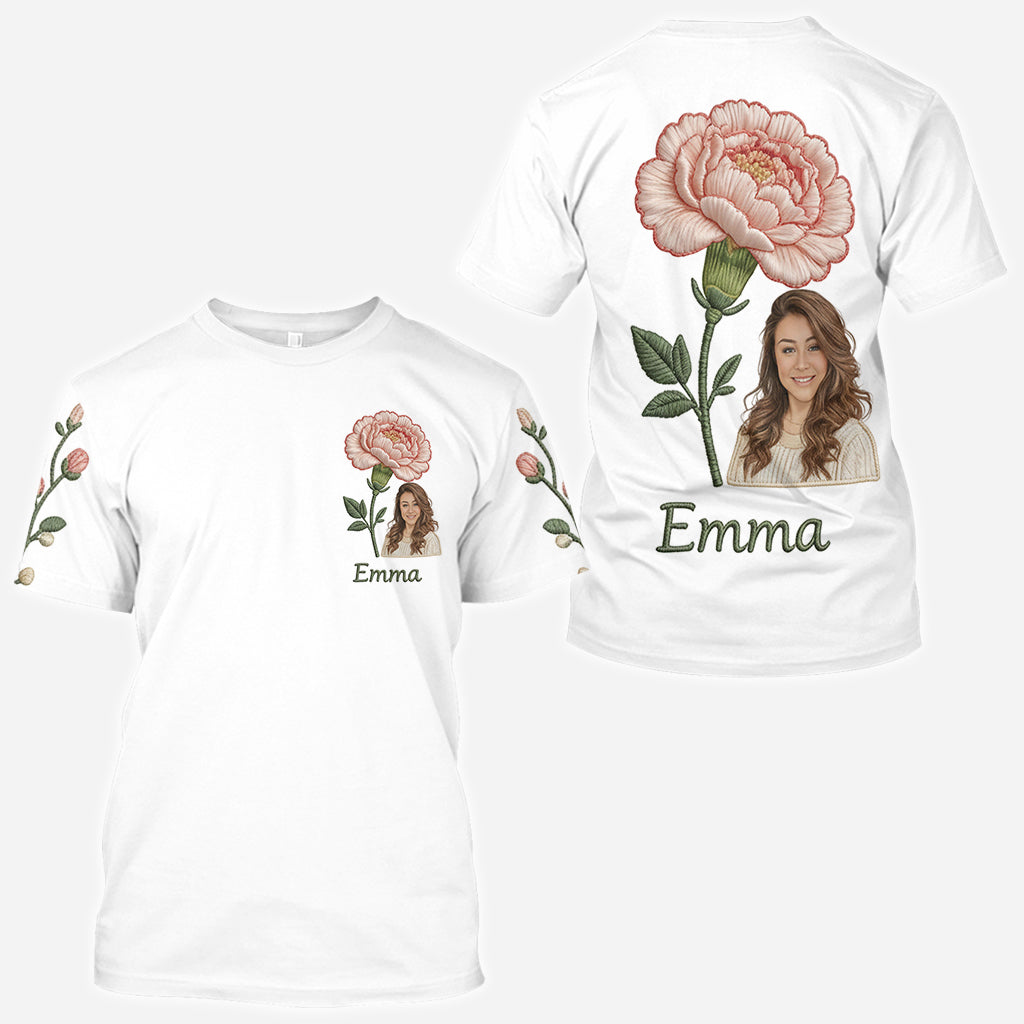 Personalisiertes T-Shirt mit Geburtsblume und Foto – Selbstliebe pur