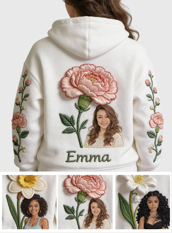 Personalisiertes T-Shirt mit Geburtsblume und Foto – Selbstliebe pur