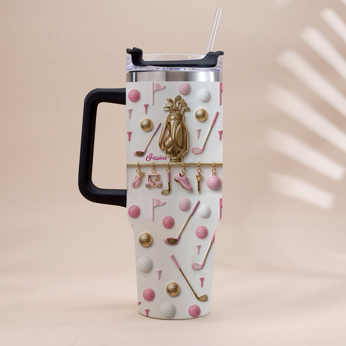 Lebe Golf – Personalisierter Golfbecher mit Henkel