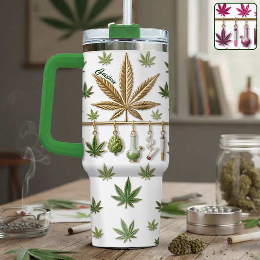 Green Magic Leaf – Personalisierter Weed-Becher mit Henkel