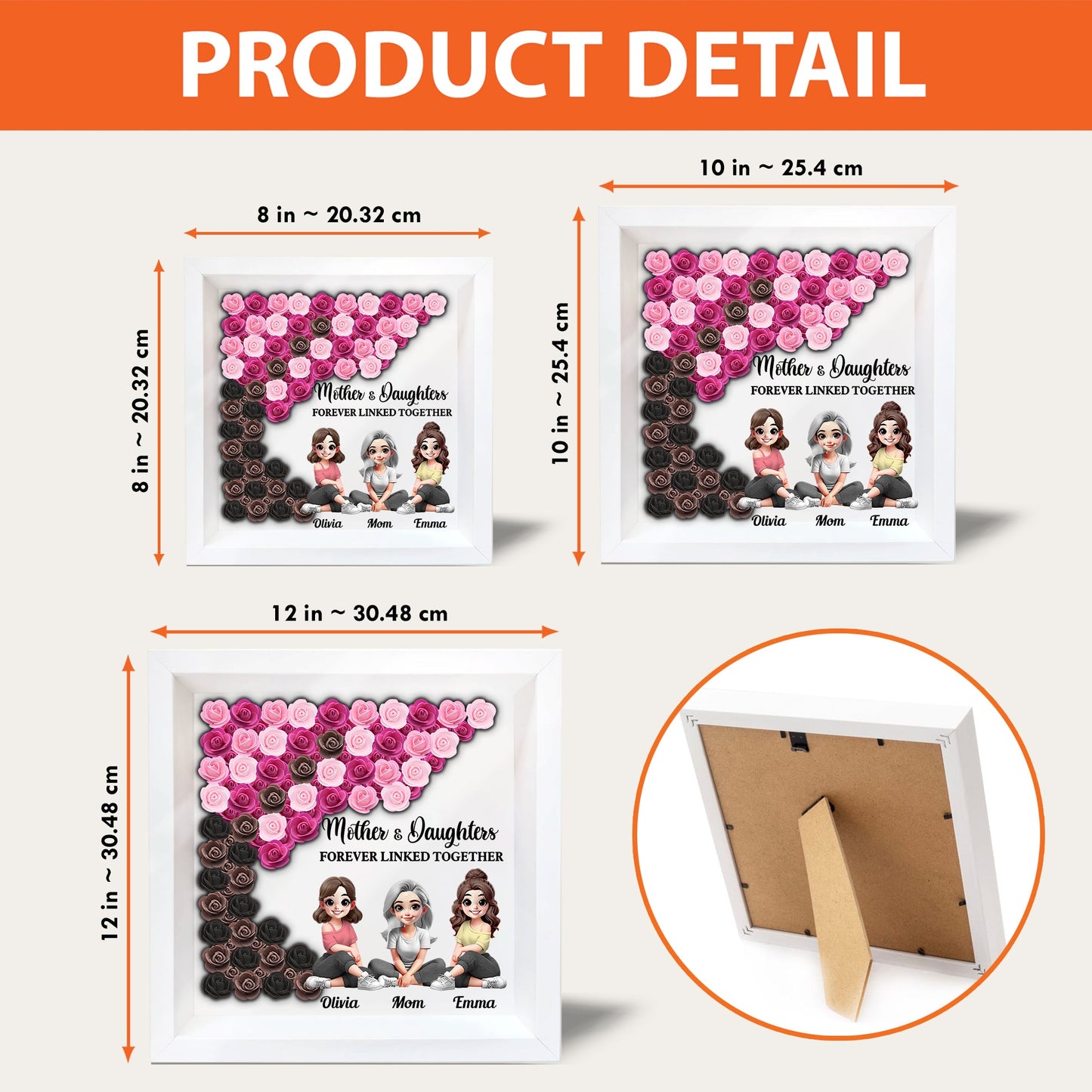 Mother and Daughter Forever Linked Together - Personalized Mother Custom Shaped Flower Shadow Box