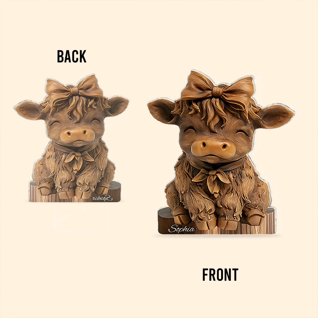 Niedliches Hochlandrind – Personalisierte Acrylplakette in Form eines Hochlandrindes