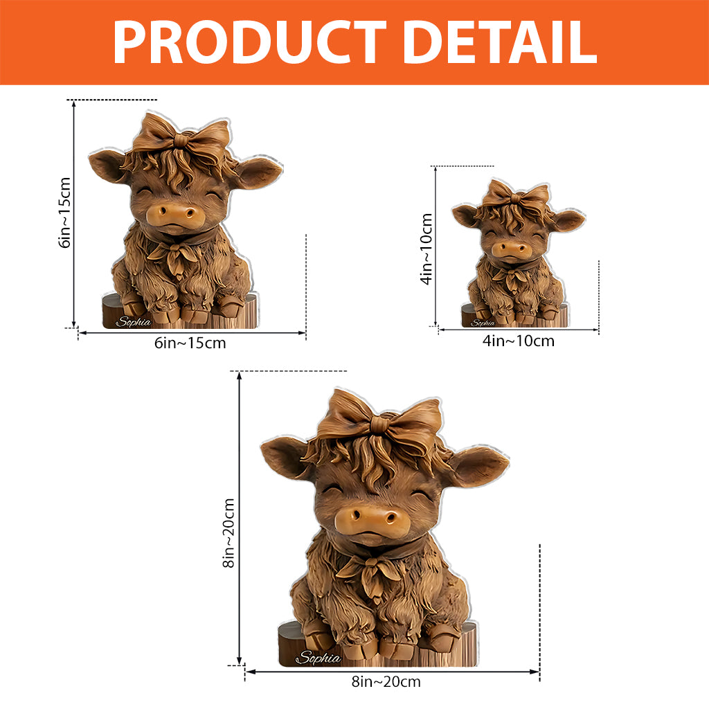 Niedliches Hochlandrind – Personalisierte Acrylplakette in Form eines Hochlandrindes