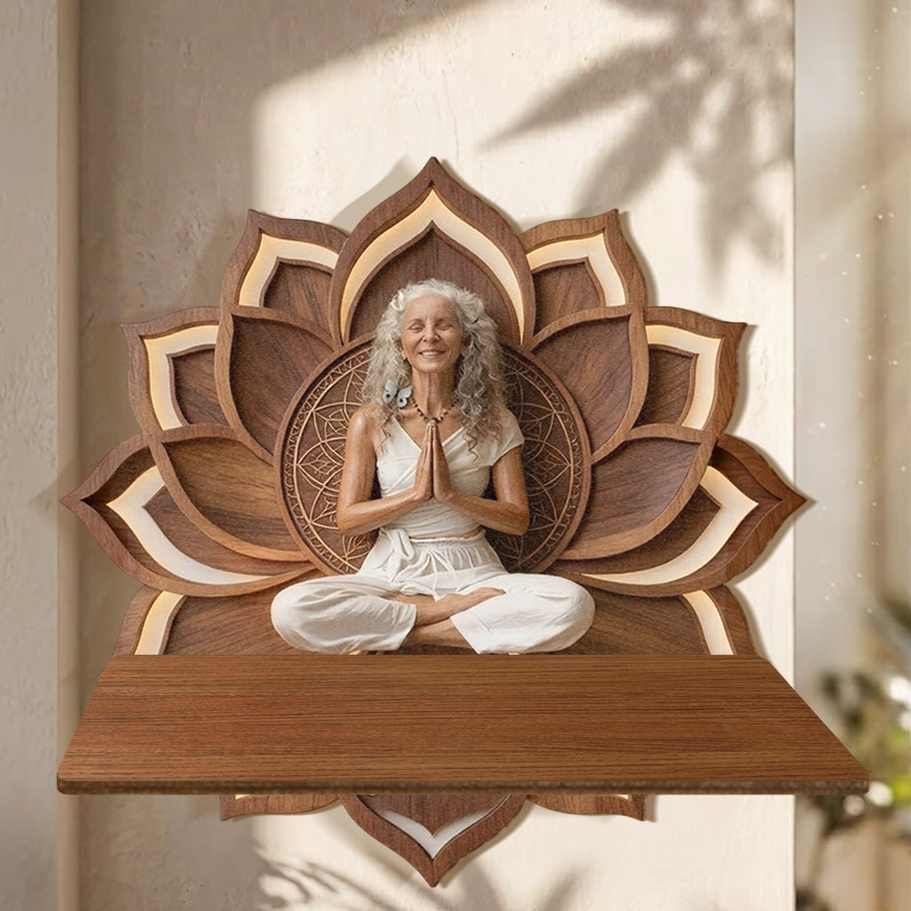 Just Breathe - Personalisierte Yoga Holz Wandregal
