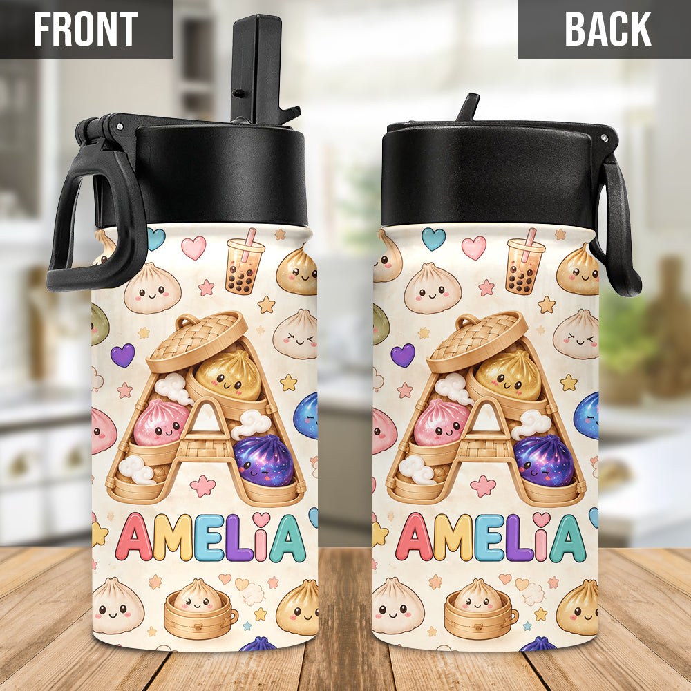Niedliche & Lustige Dumpling-Alphabet für Kinder - Personalisierte Kinder-Wasserflasche