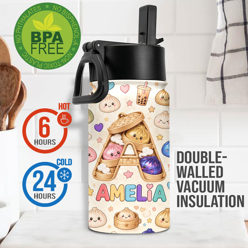 Niedliche & Lustige Dumpling-Alphabet für Kinder - Personalisierte Kinder-Wasserflasche