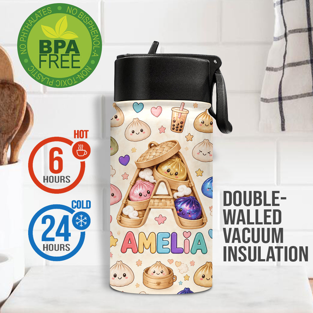 Niedliche & Lustige Dumpling-Alphabet für Kinder - Personalisierte Kinder-Wasserflasche