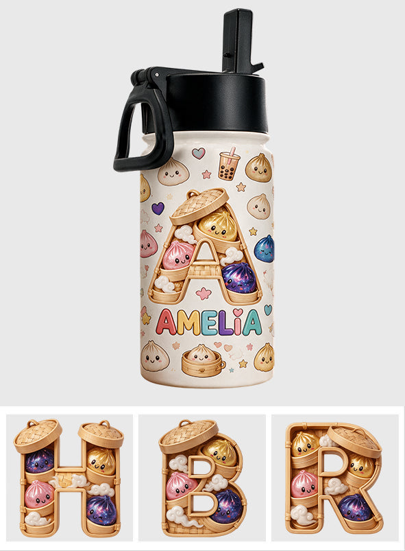 Niedliche & Lustige Dumpling-Alphabet für Kinder - Personalisierte Kinder-Wasserflasche