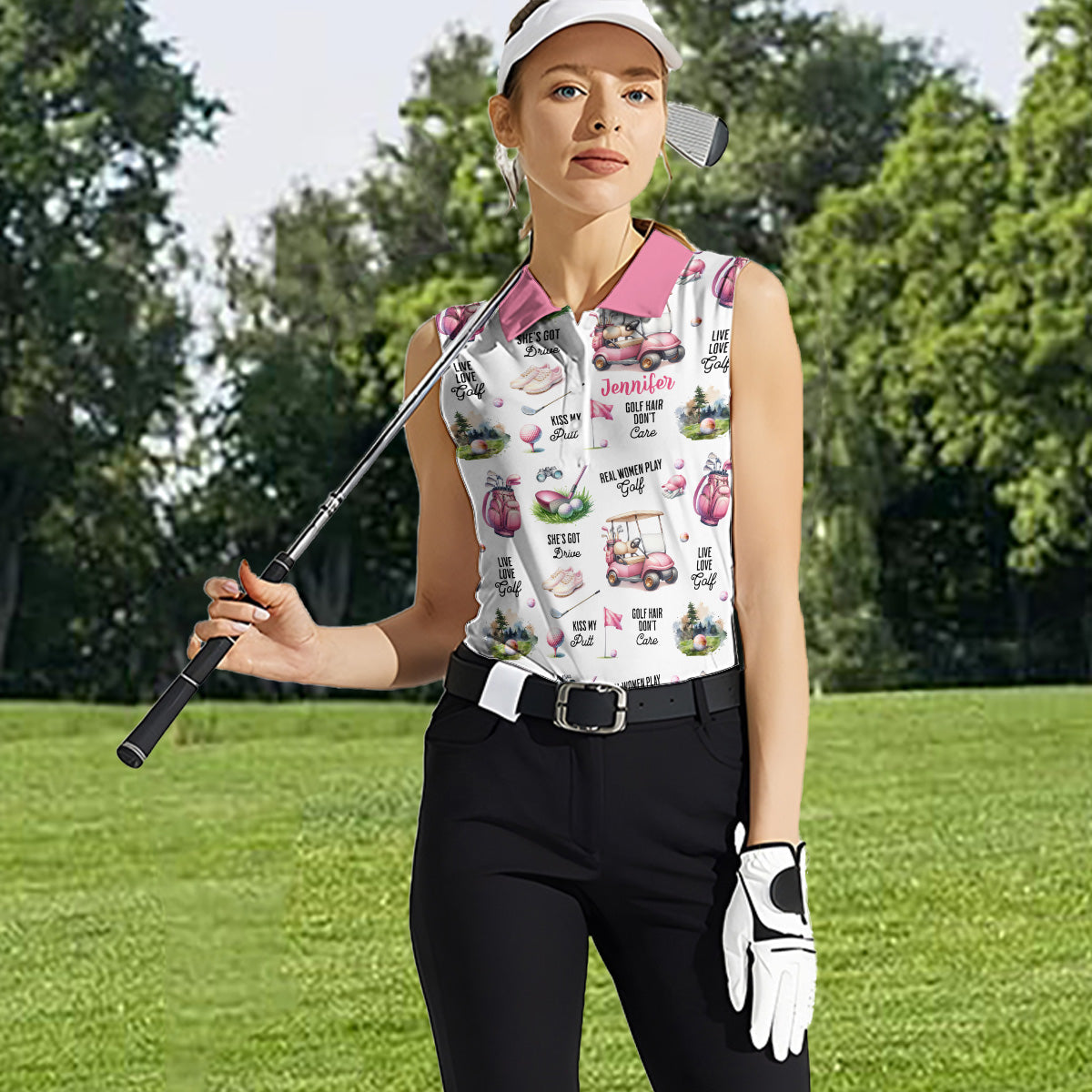 Real Women Play Golf - Personalized Golf Sleeveless Polo Shirt