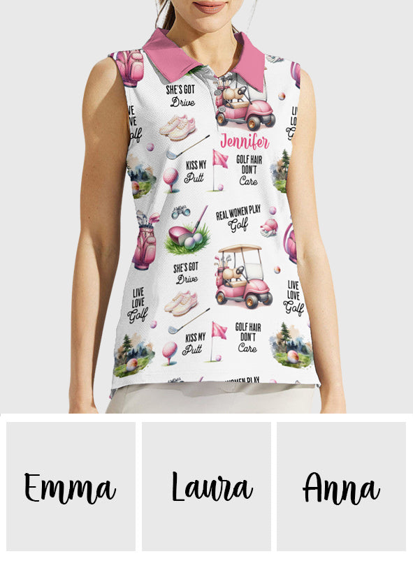 Real Women Play Golf - Personalized Golf Sleeveless Polo Shirt
