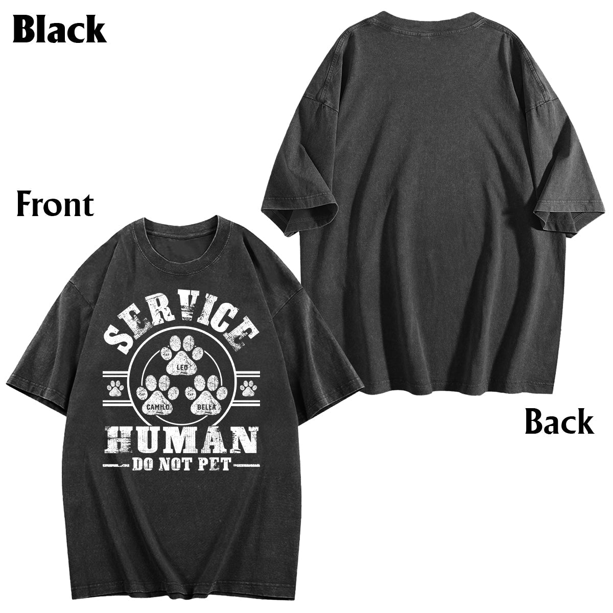 Service Human Do Not Pet - Personalisiertes Hundewasch-T-Shirt