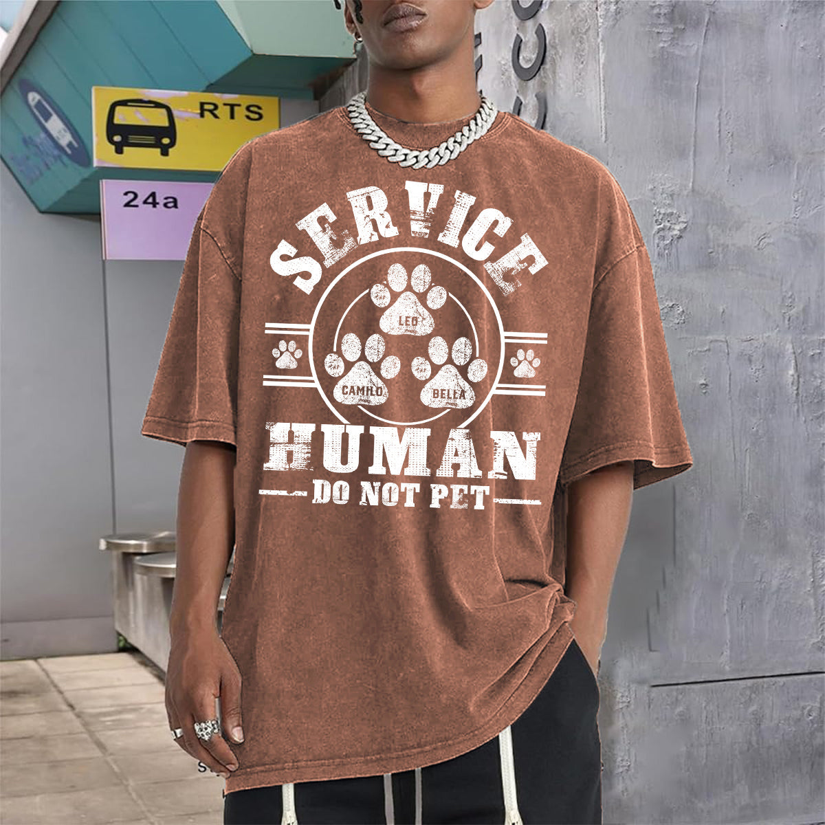 Service Human Do Not Pet - Personalisiertes Hundewasch-T-Shirt