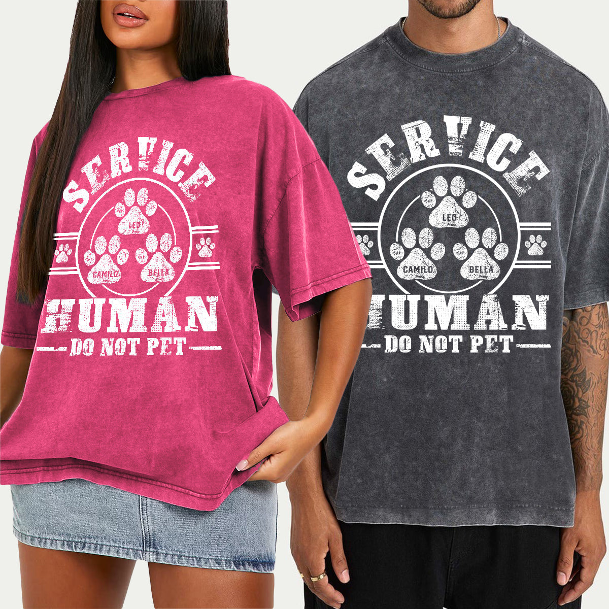 Service Human Do Not Pet - Personalisiertes Hundewasch-T-Shirt