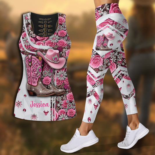 Cowgirl-Stiefel – Personalisiertes Cowgirl-Tanktop und Leggings