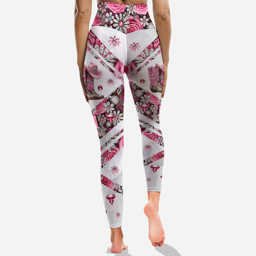 Cowgirl Boots - Personalized Cowgirl Hollow Tank Top and Leggings