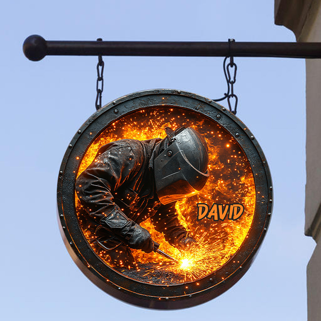 Geschenk für Schweißer – Personalisiertes rundes Metallschild für Schweißer