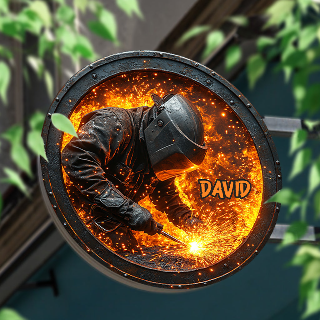 Geschenk für Schweißer – Personalisiertes rundes Metallschild für Schweißer