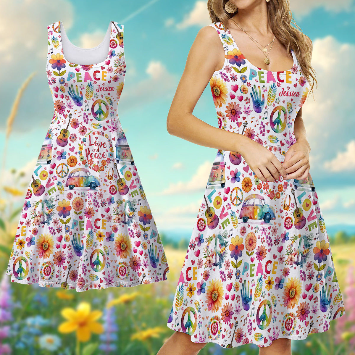 Hippie Soul – Personalisiertes ärmelloses Hippie-Kleid