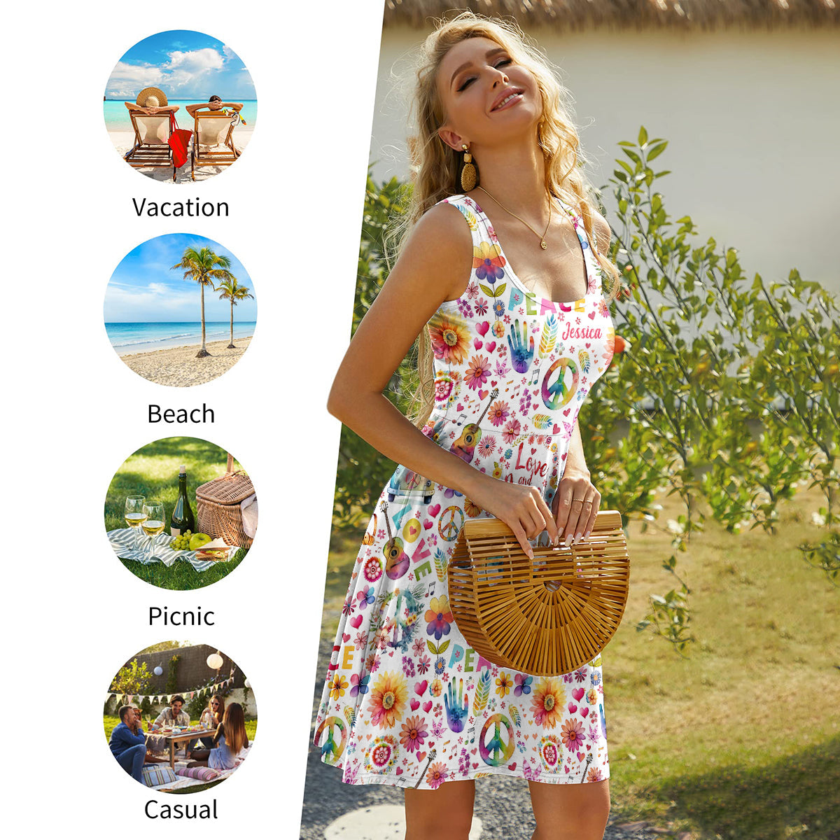 Hippie Soul – Personalisiertes ärmelloses Hippie-Kleid