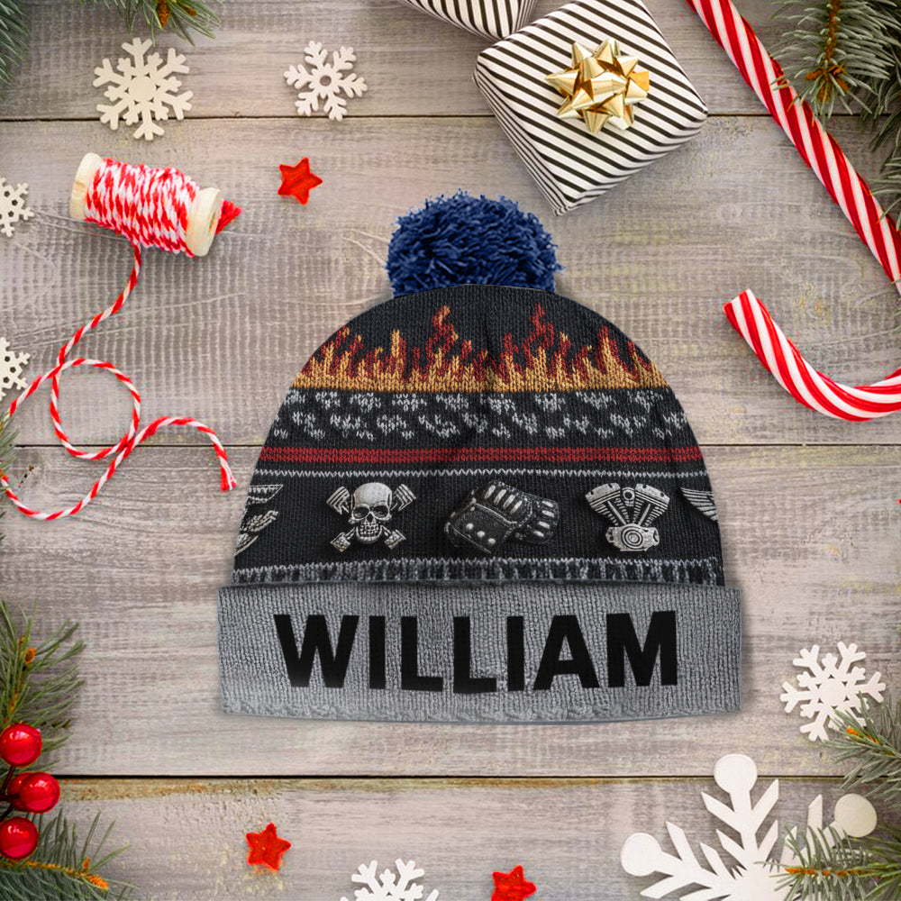 Flame & Engine - Personalisierte Biker-Mütze