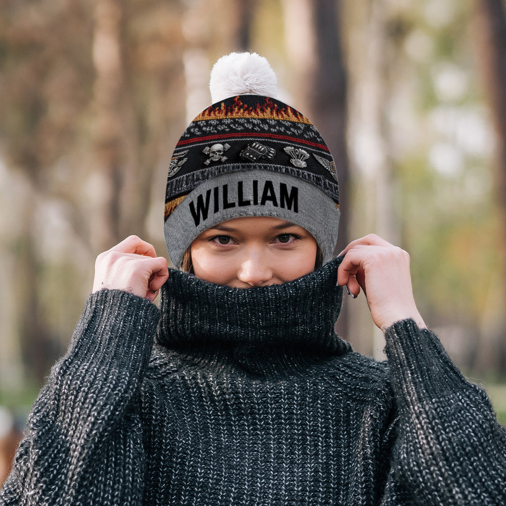 Flame & Engine - Personalisierte Biker-Mütze