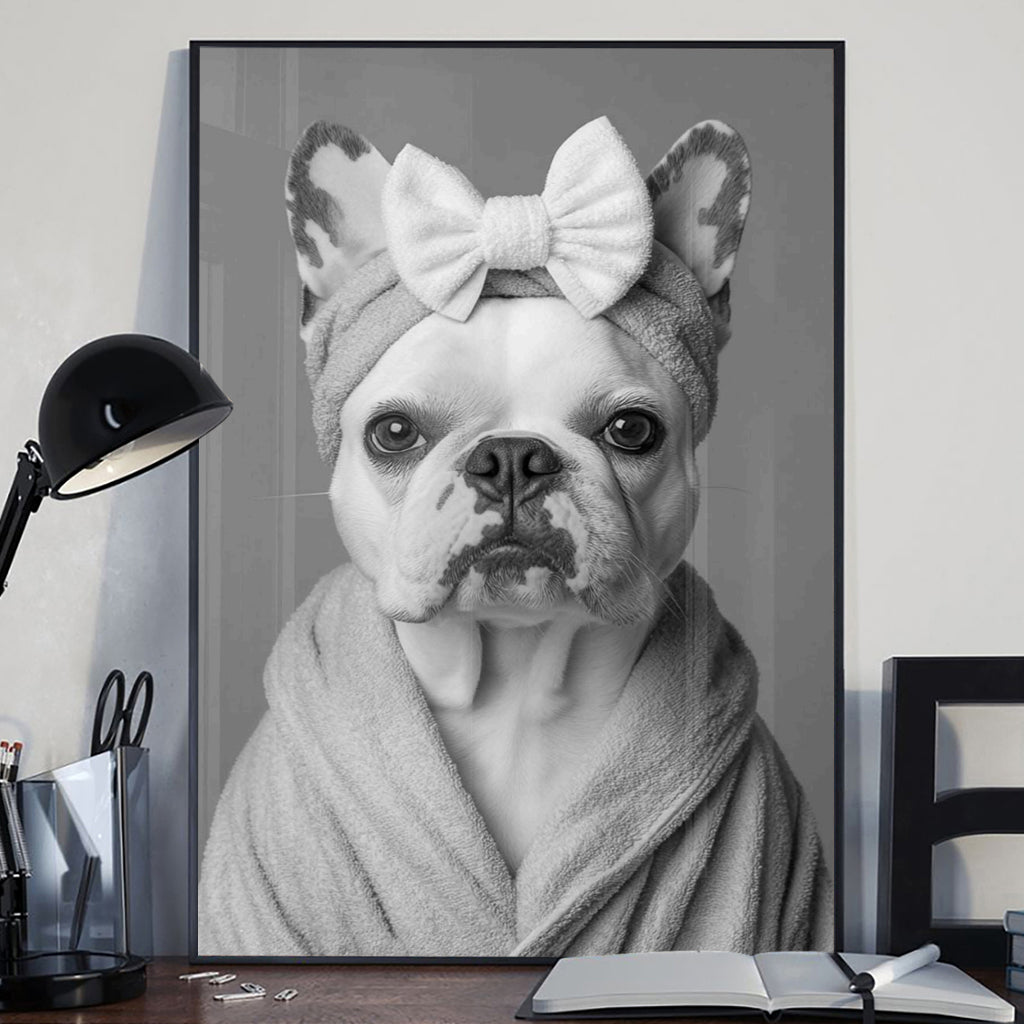 Custom Pet Portrait Photo Funny Bathroom Art - Personalized Dog Canvas And Poster
