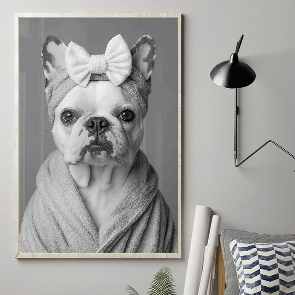 Custom Pet Portrait Photo Funny Bathroom Art - Personalized Dog Canvas And Poster