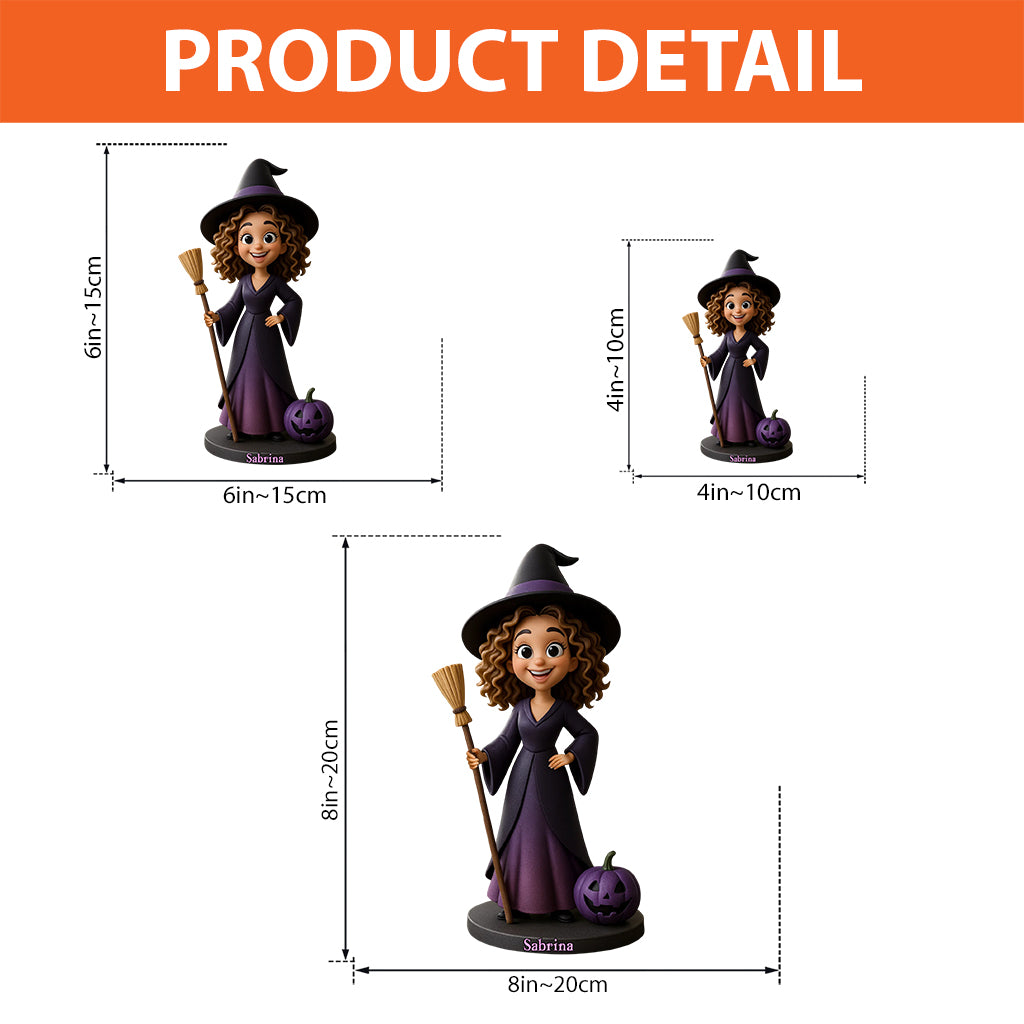 Fantastische Hexe – Personalisierte Acrylplakette in individueller Hexenform