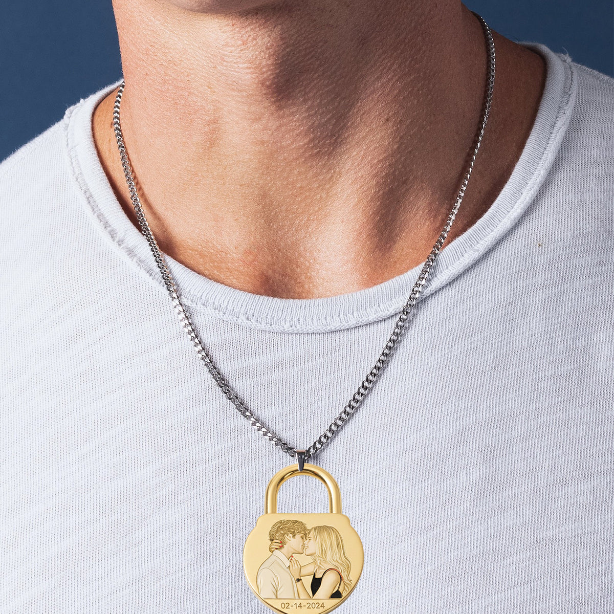 Liebesschlösser – Personalisierte Metallanhänger-Halskette in Paarform