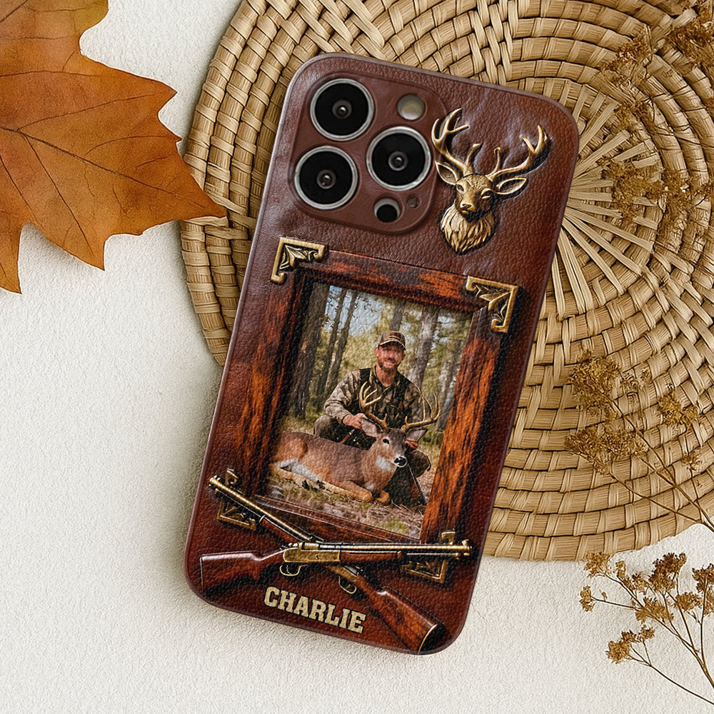 Hunting Achievement - Personalized Hunting Leather Phone Case