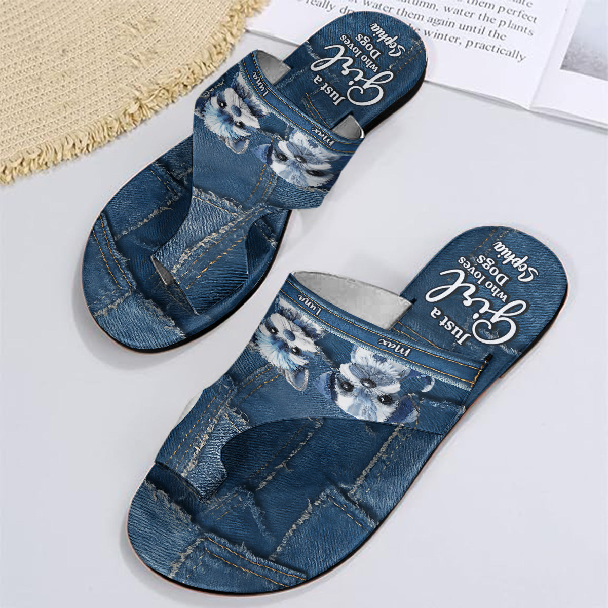 Einfach ein Mädchen, das Hunde liebt – Personalisierte Hunde-Sandalen mit offener Zehenpartie und Fußgewölbeunterstützung