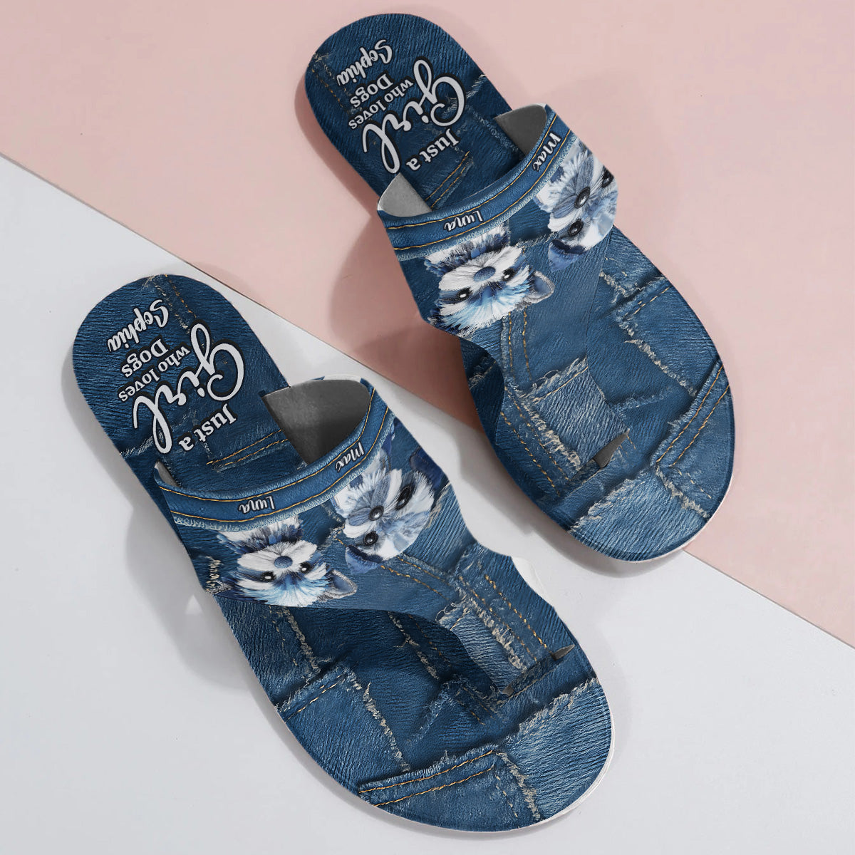 Einfach ein Mädchen, das Hunde liebt – Personalisierte Hunde-Sandalen mit offener Zehenpartie und Fußgewölbeunterstützung