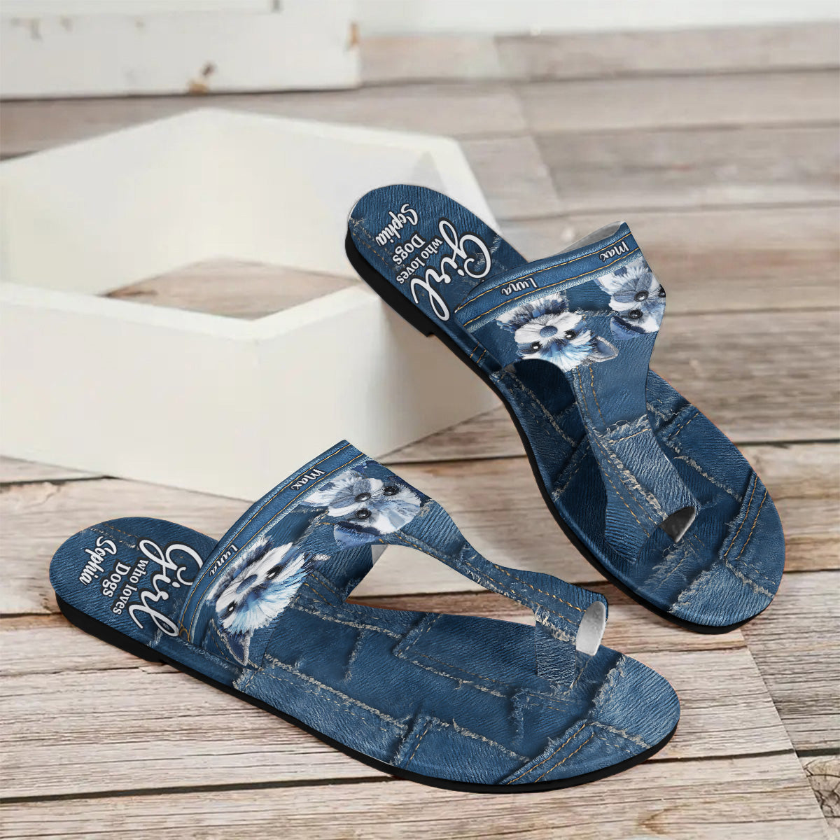 Einfach ein Mädchen, das Hunde liebt – Personalisierte Hunde-Sandalen mit offener Zehenpartie und Fußgewölbeunterstützung