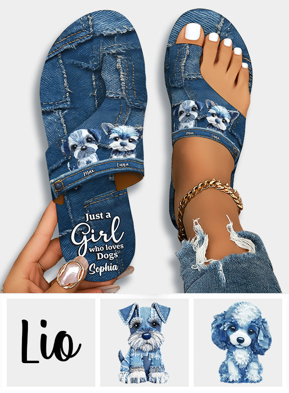 Einfach ein Mädchen, das Hunde liebt – Personalisierte Hunde-Sandalen mit offener Zehenpartie und Fußgewölbeunterstützung