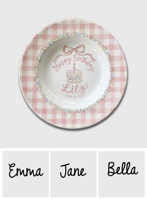 Geburtstagsgeschenk - Personalisierter runder Keramikteller