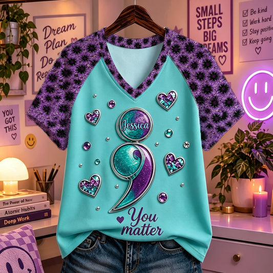 Du zählst - Personalisierte Suizidprävention V-Ausschnitt T-Shirt